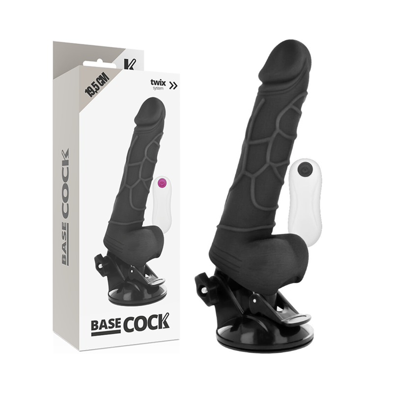 Based Cock Realistic Vibrador Control Remoto Negro 19.5cm