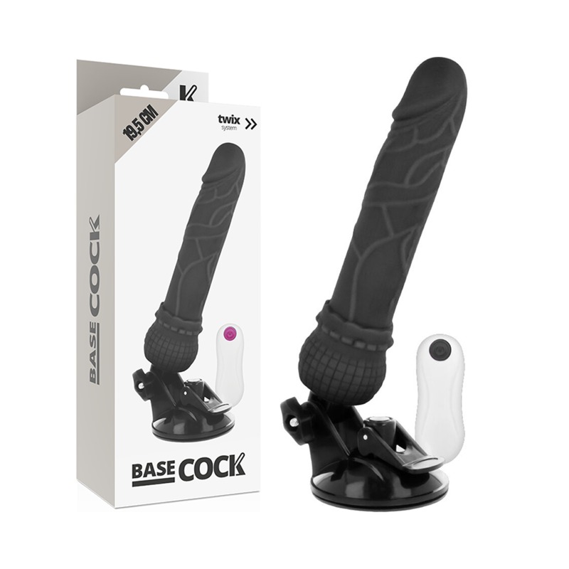 Based Cock Realistic Vibrador Control Remoto Negro 19.5 Cm