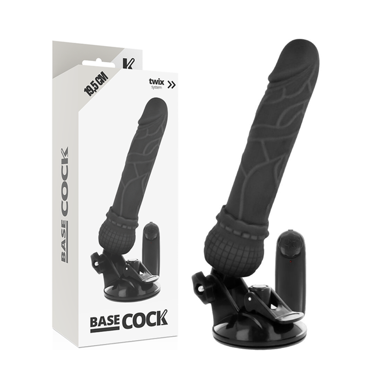 Basecock Realistic Vibrador Control Remoto Negro 19.5cm