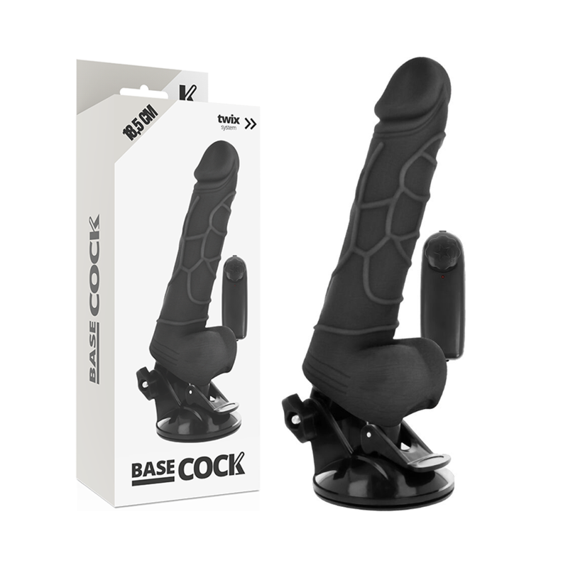 Based Cock Realistic Vibrador Control Remoto Negro 18.5cm