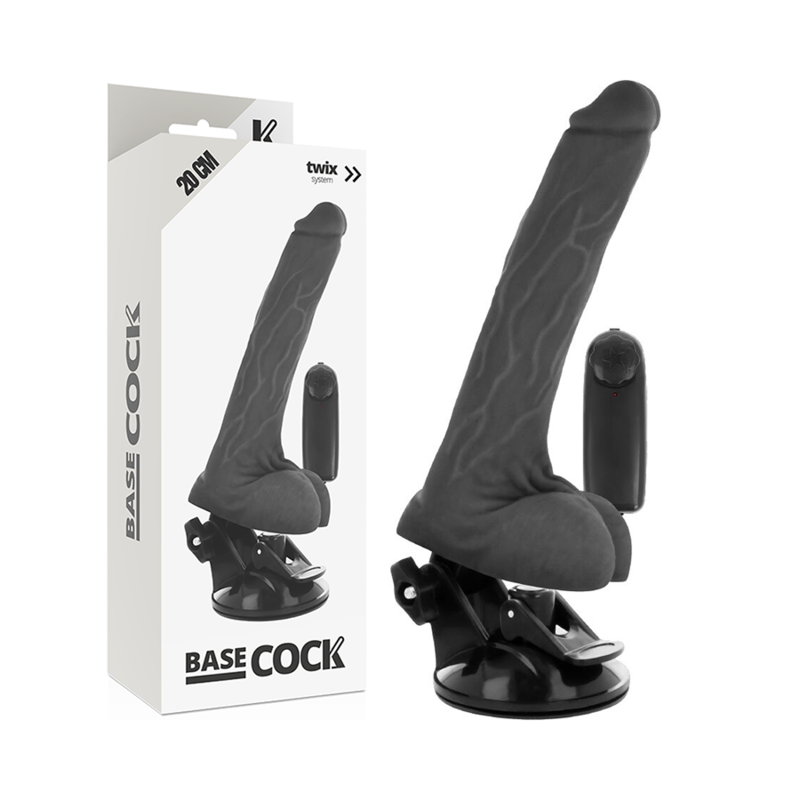 Based Cock Realistic Vibrador Control Remoto Negro 20cm