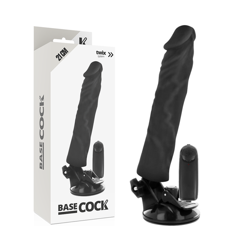 Based Cock Realistic Vibrador Control Remoto Negro 21cm