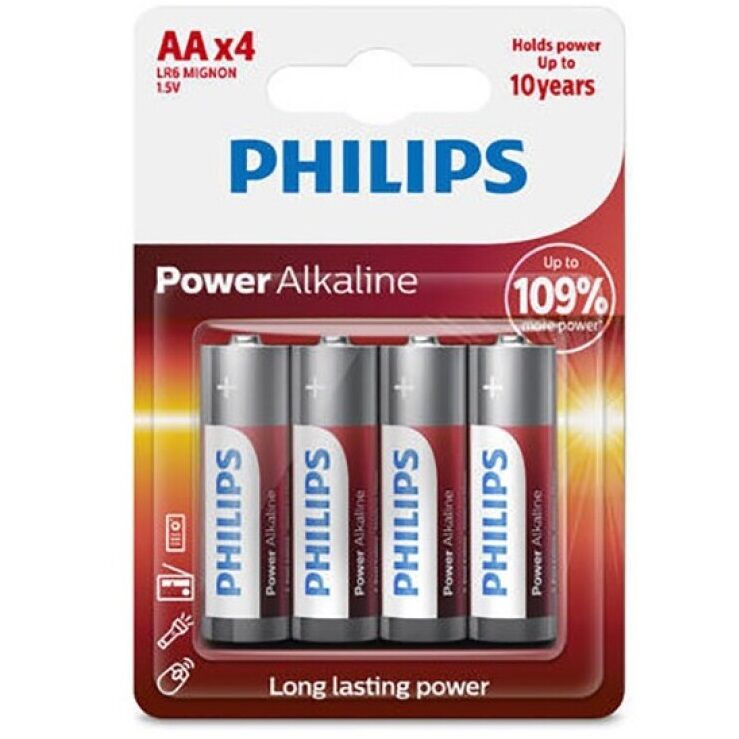 Philips Power Alkaline Pila Aa Lr6 Blister*4