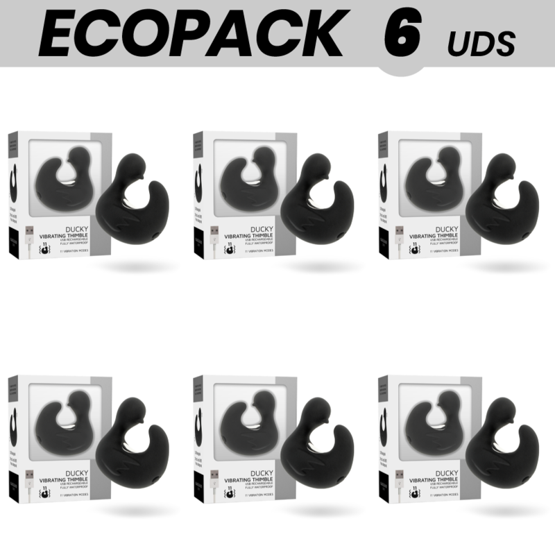 Ecopack 6 Uds - Black&silver Dedal Pato Estimulador De Silicona Recargable Duckymania