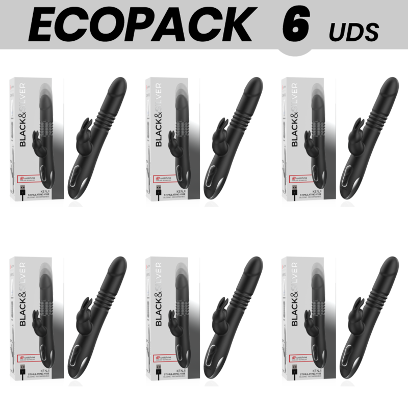 ECOPACK 6 UDS - BLACK&SILVER KENJI STIMULATING VIBE COMPATIBLE CON WATCHME WIRELESS TECHNOLOGY