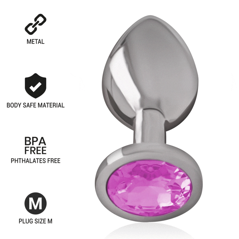 Intense - Plug Anal Metal Aluminio Con Cristal Rosa Talla M