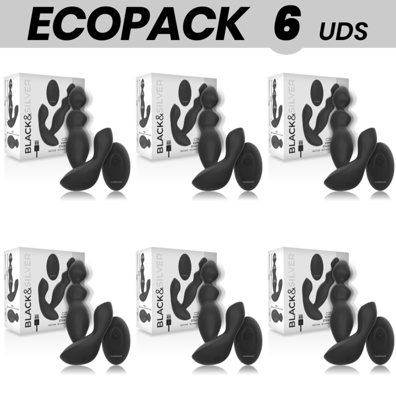 ECOPACK 6 UDS - BLACK&SILVER CORA PLUG ANAL SILICONA CONTROL REMOTO