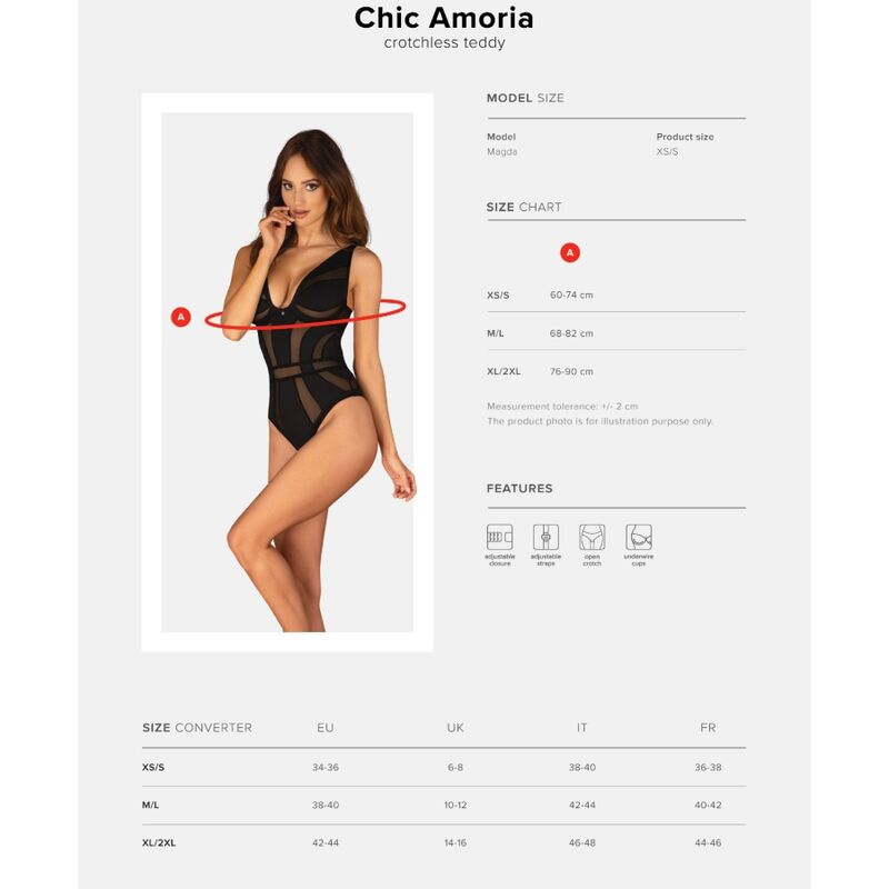 OBSESSIVE - CHIC AMORIA CROTCHLESS TEDDY XS/S