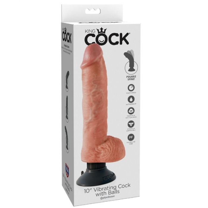 Dildo Vibrador King Cock Con Testiculos 25.5 Cm Color Carne